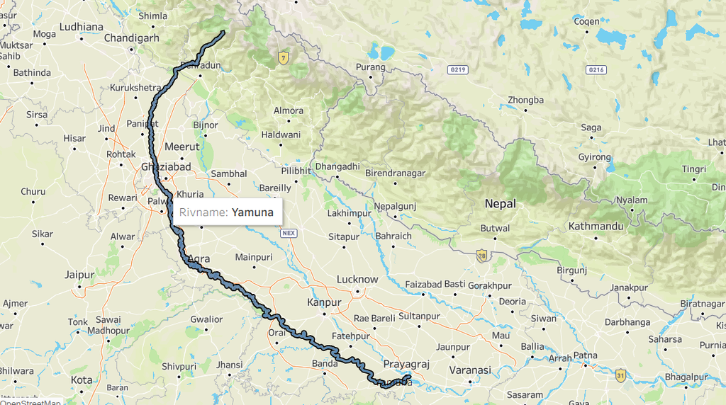 River Yamuna - Location Map